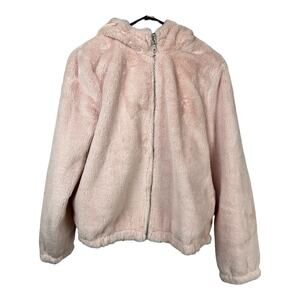 Maralyn & Me Pink Teddy Bear plush coat Jacket hooded Reversible M Medium